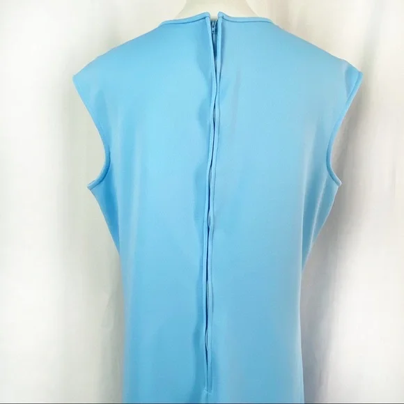 Vintage 70s Baby Blue Special Maxi Dress Capelet XL - Picture 9 of 9